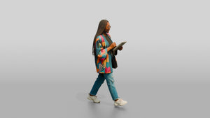Businesswoman Walking with a Tablet - 3D character model, view 1