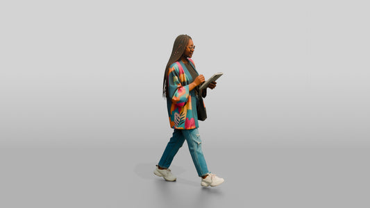 Businesswoman Walking with a Tablet - 3D character model, view 1