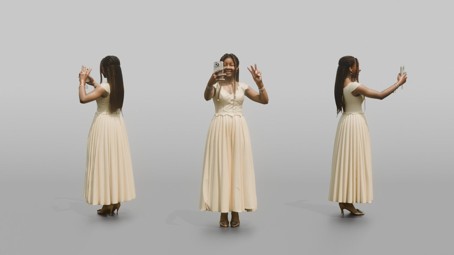 Teenage Wedding Guest Taking a Peace-Sign Photo
