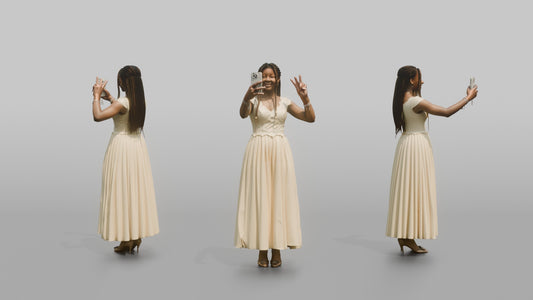Teenage Wedding Guest Taking a Peace-Sign Photo