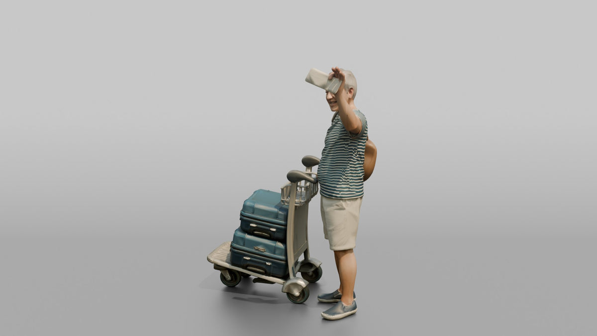 Traveler Waving His Boarding Pass - 3D character model, view 4