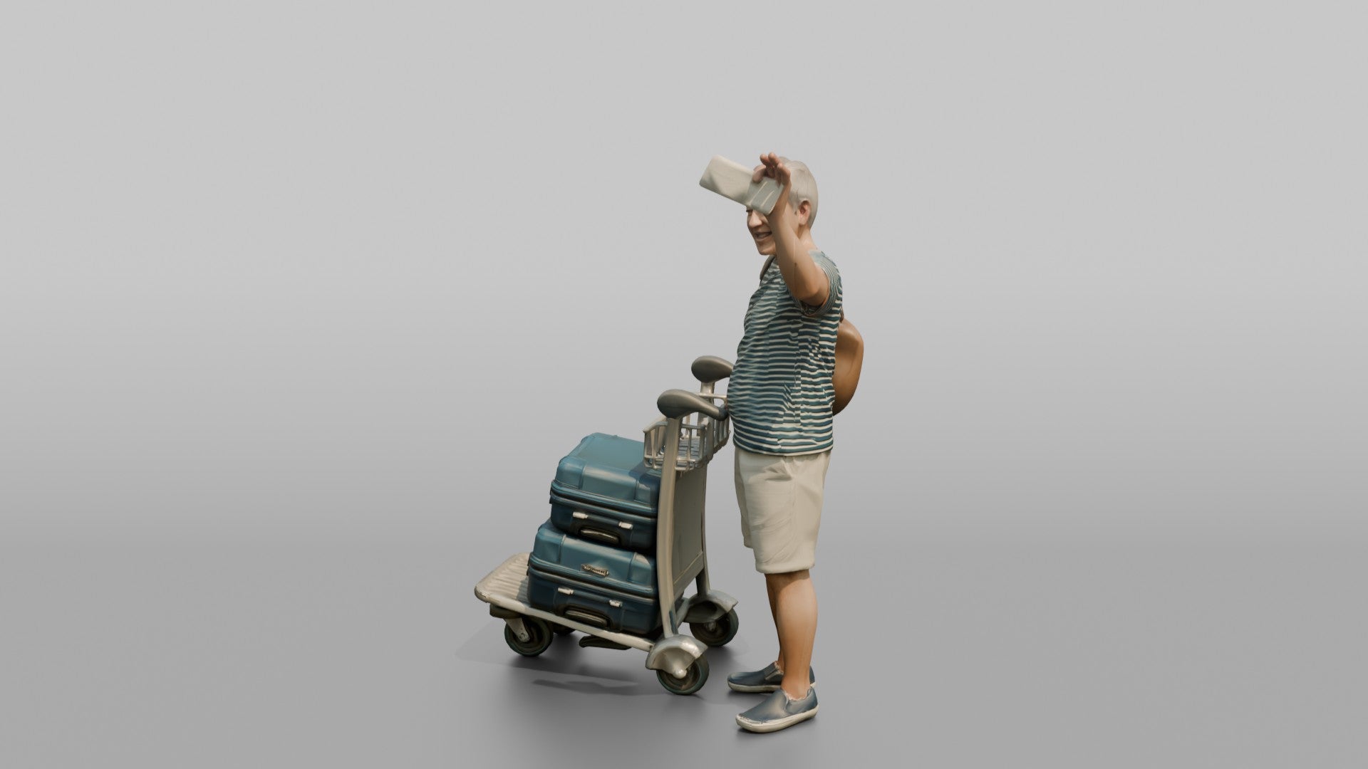 Traveler Waving His Boarding Pass