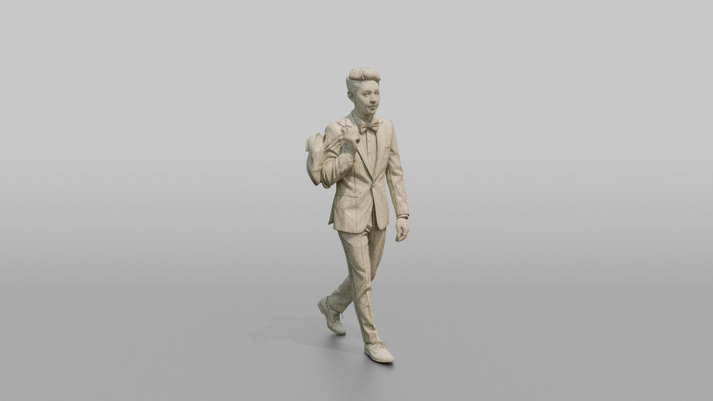 Wedding Guest Carrying Formal Shoes Over His Shoulder