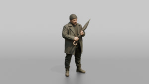 Protester Man Holding a Furled Umbrella - 3D character model, view 1