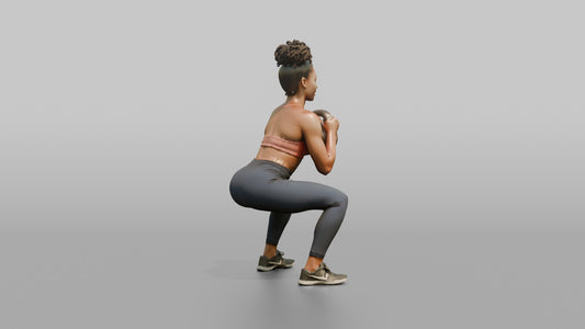 Weightlifter Woman Holding A Kettlebell In A Goblet Squat Position - 3D character model
