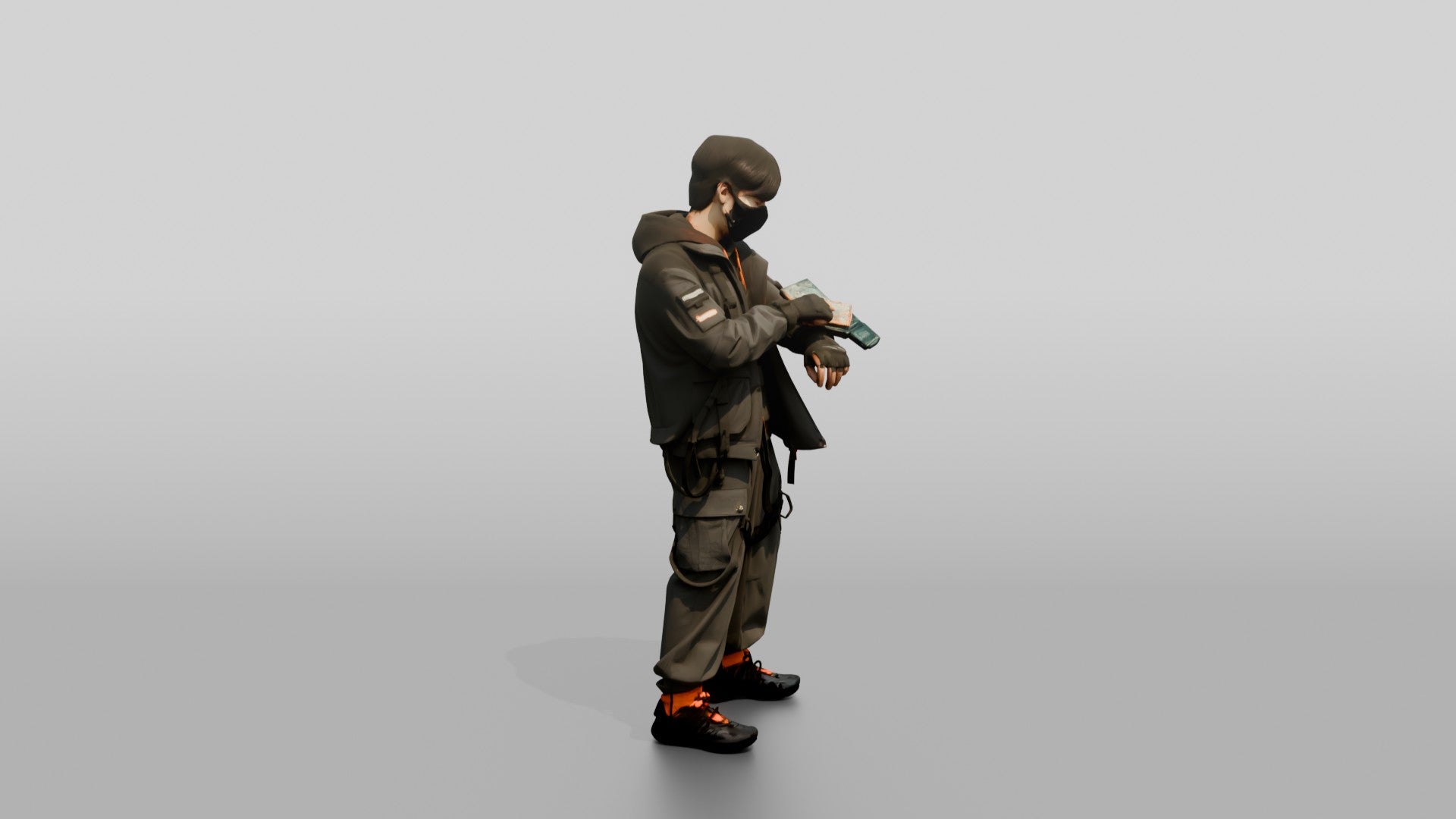 Gorpcore Man Counting Cash
