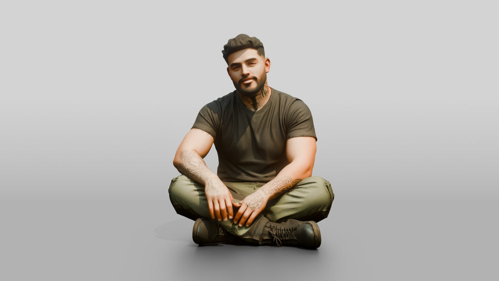 Homeless Man Sitting Cross-legged