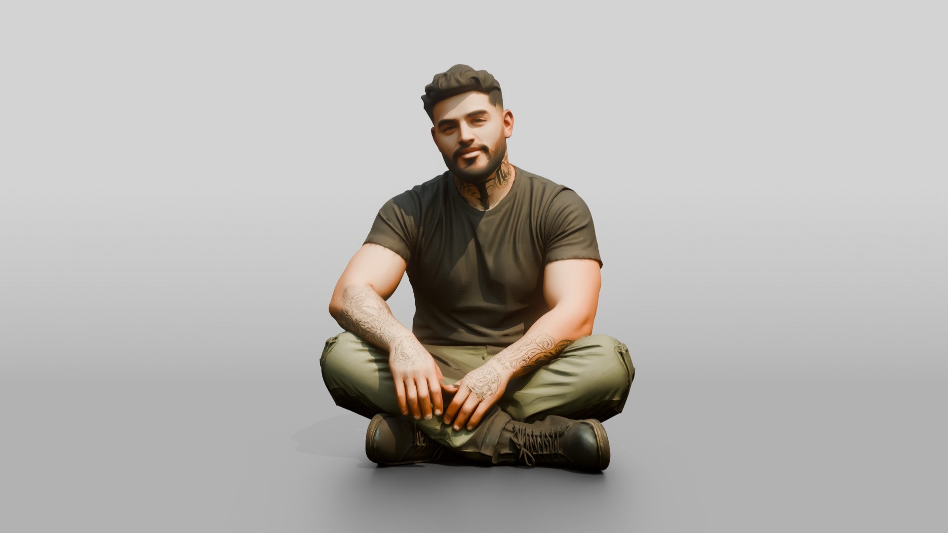 Homeless Man Sitting Cross-legged
