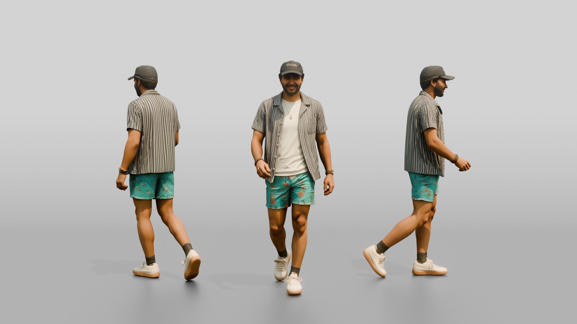 Multiracial Man Stepping Forward on the Boardwalk