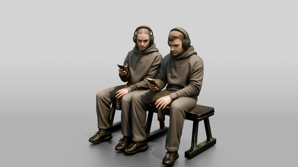 Two Men Sitting on Gym Bench