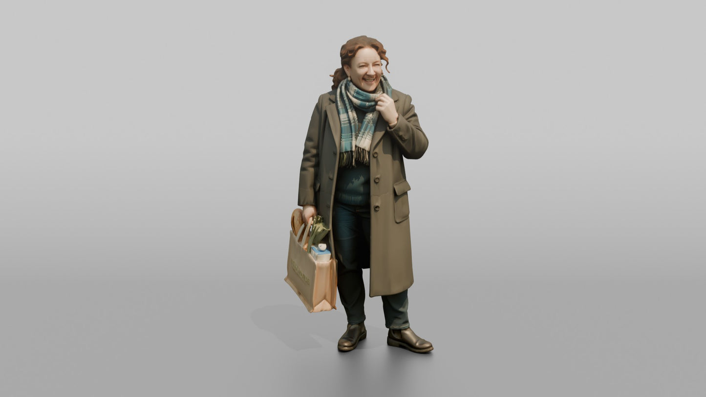 British Woman Laughing While Adjusting Her Scarf