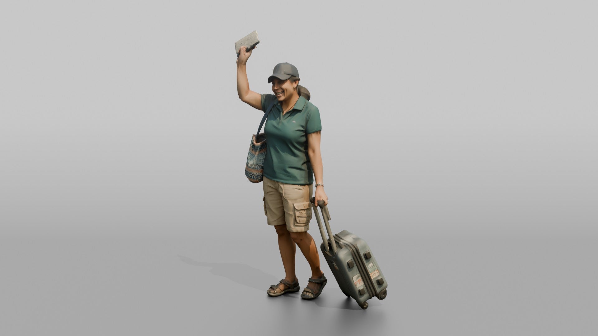 Traveler Waving Her Boarding Pass