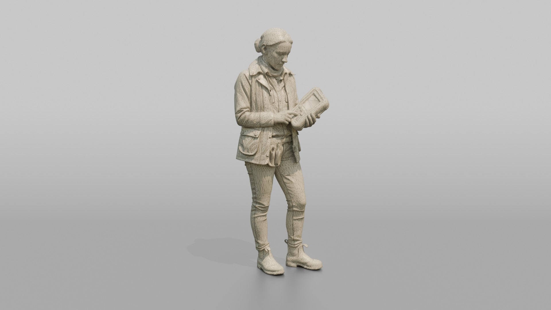 Farmer Holding Livestock Health Monitor Device