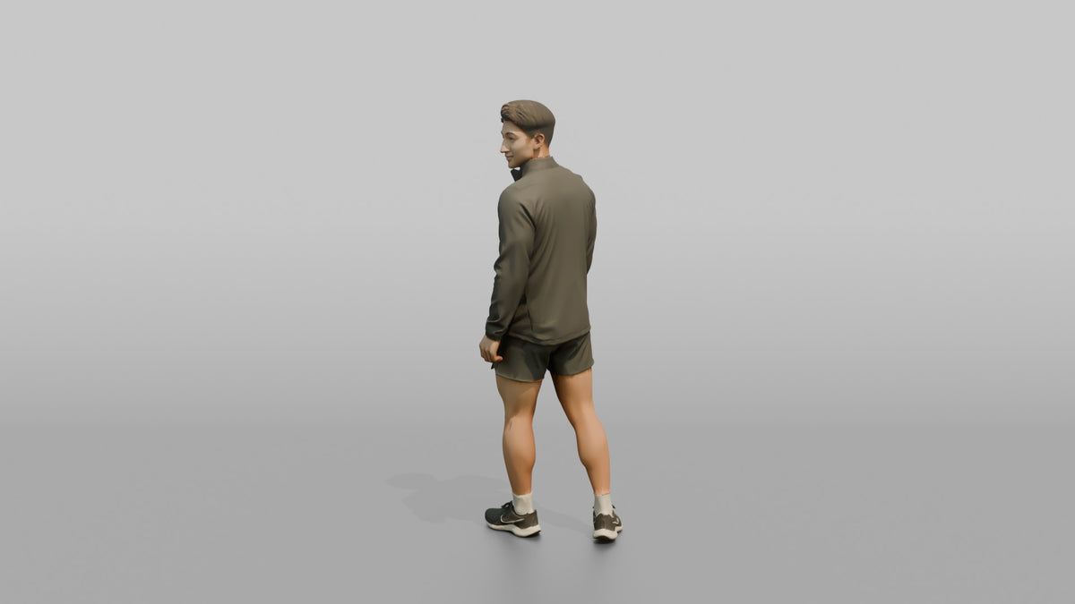 Fitness Influencer Man Standing At An Angle Looking Over One Shoulder - 3D character model, view 4