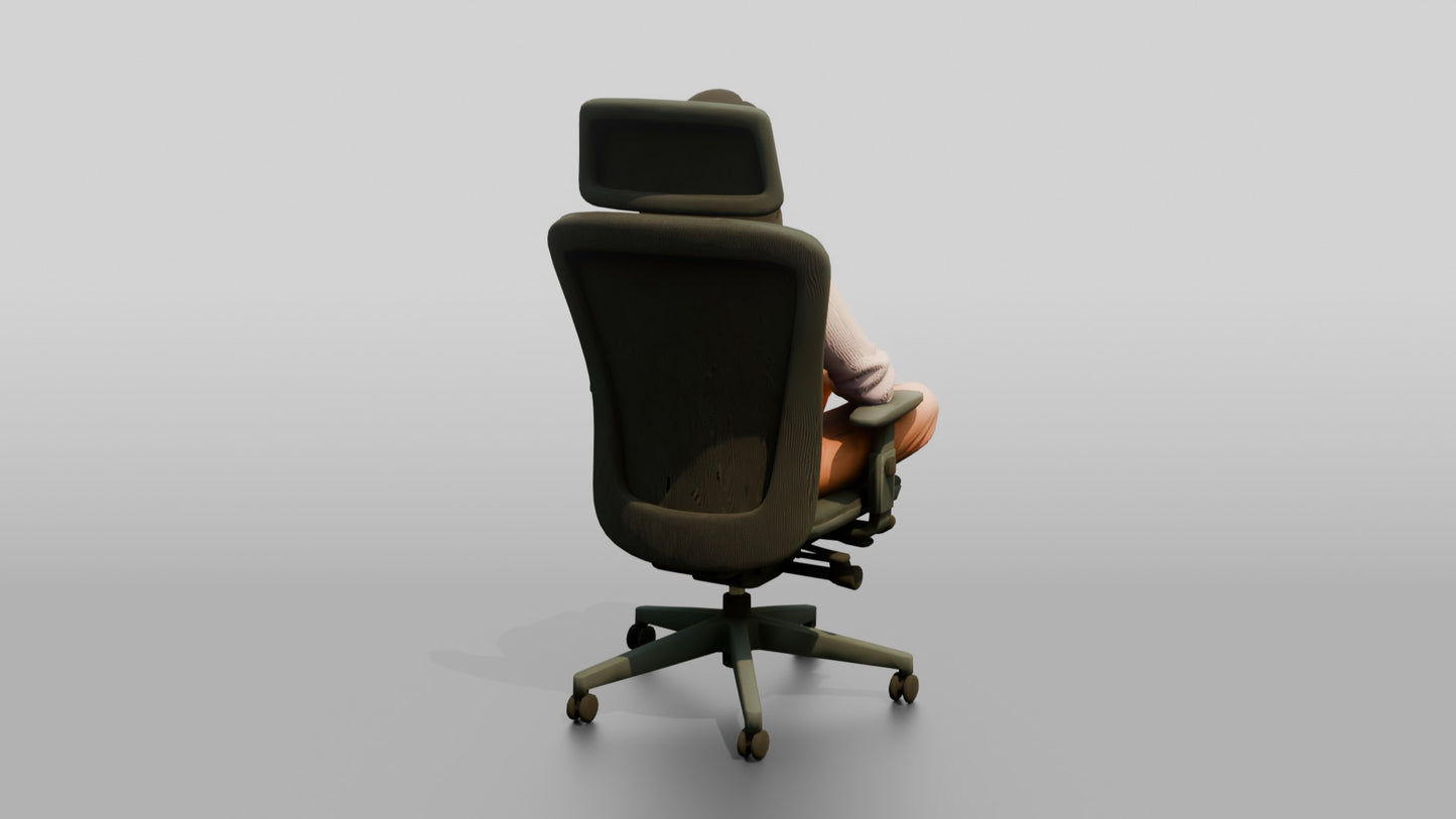 Woman Sitting Cross-Legged in an Office Chair