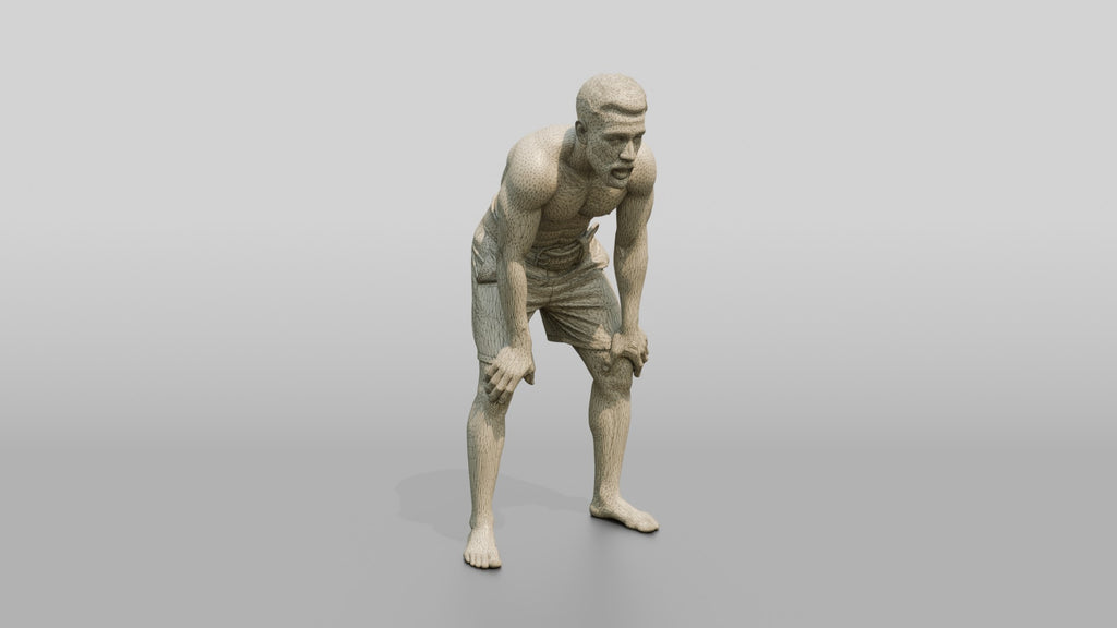 Man Resting Hands on Knees