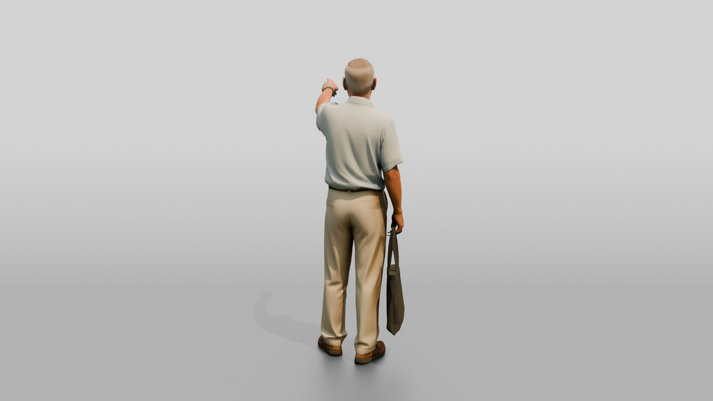 Elderly Tall Croatian Man Pointing at the Distance