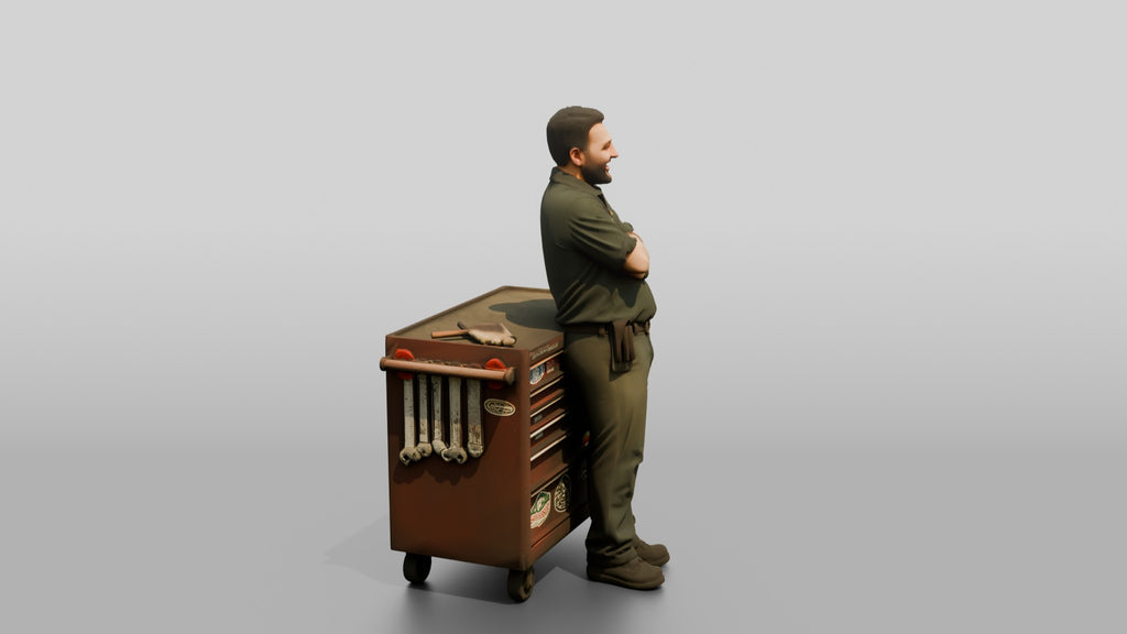 Mechanic Leaning on a Tool Chest