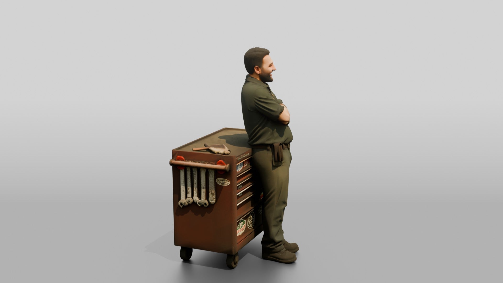 Mechanic Leaning on a Tool Chest