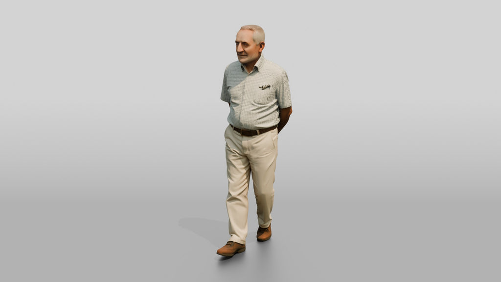 Elderly Turkish Man Walking with Hands Behind His Back