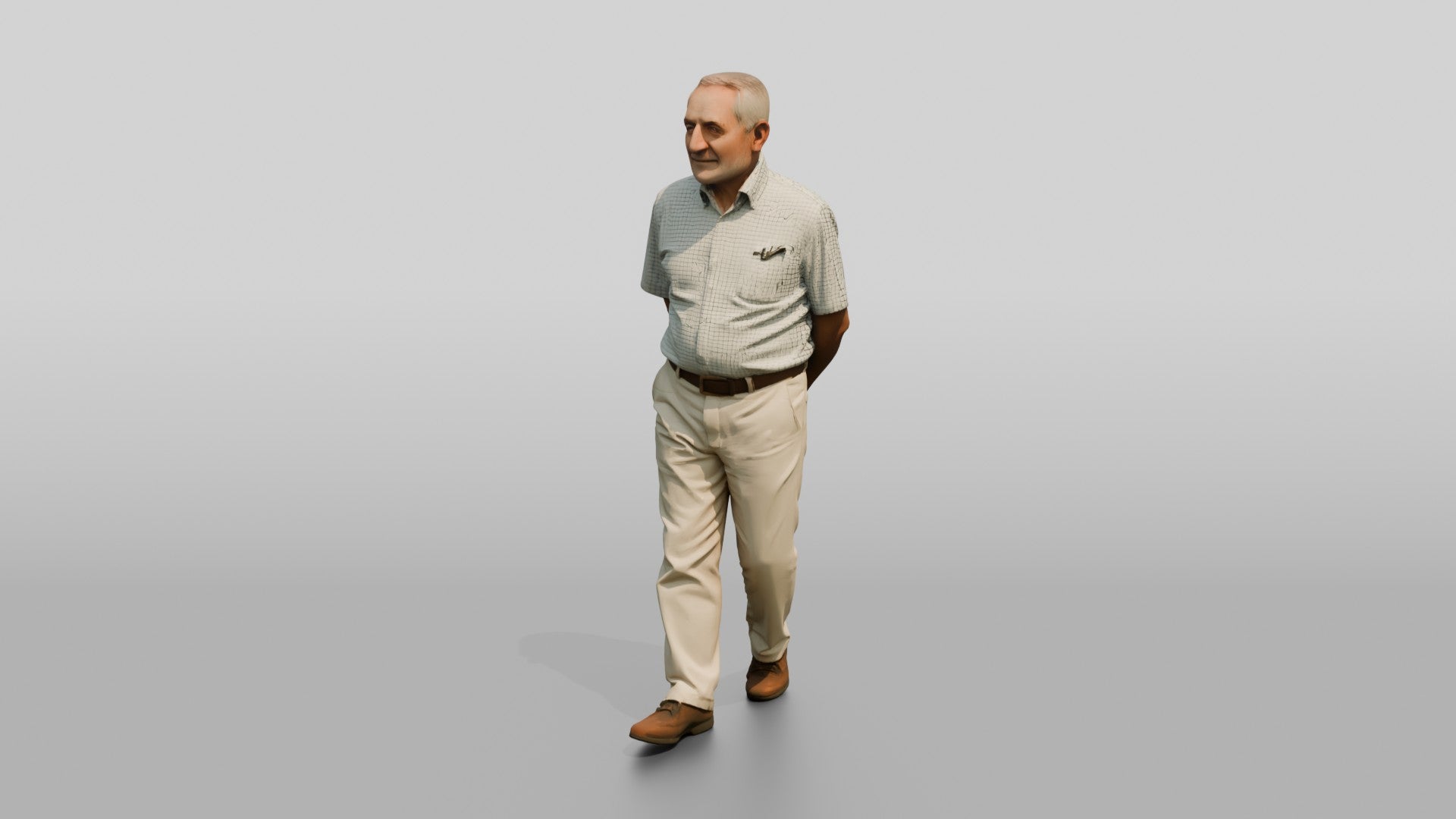Elderly Turkish Man Walking with Hands Behind His Back