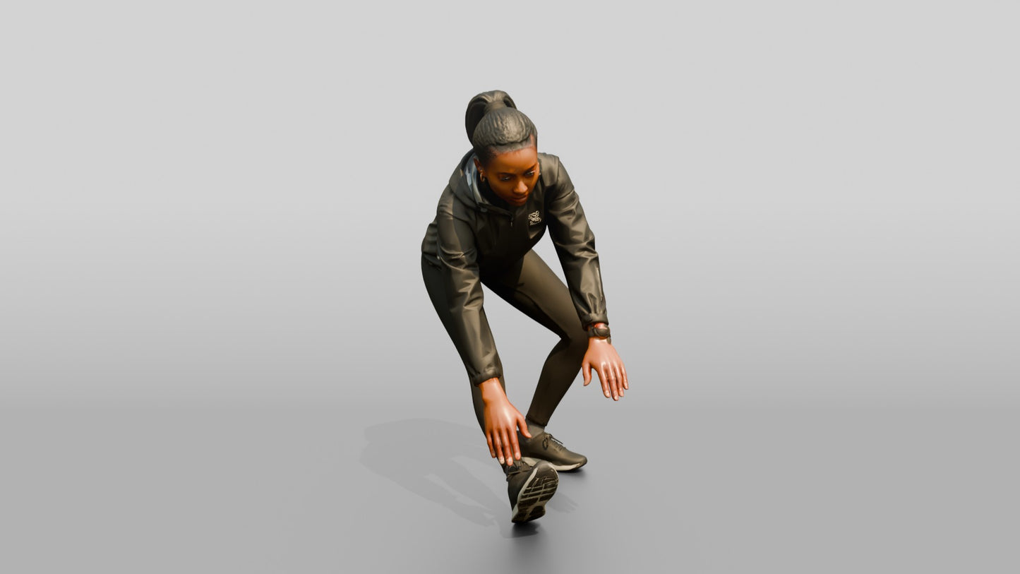Black Woman Stretching in Waterproof Shell