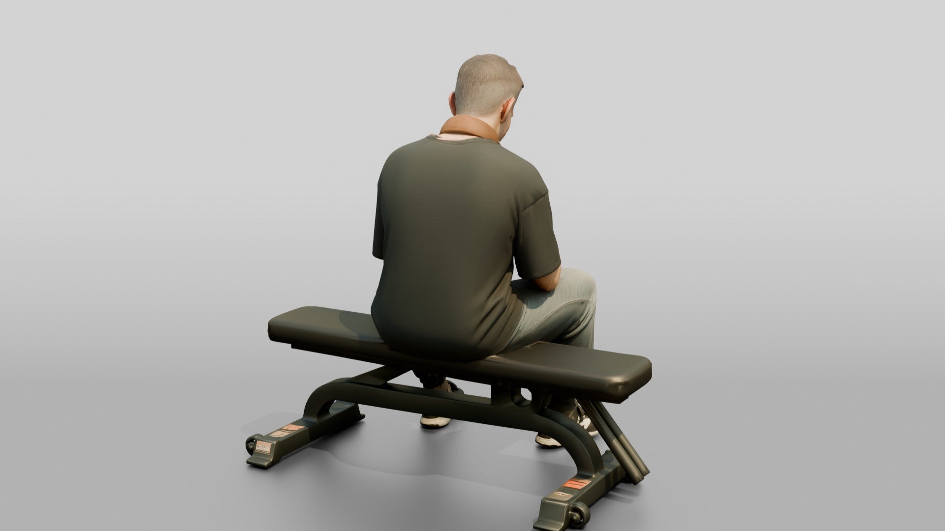 Man Sitting on Weight Bench