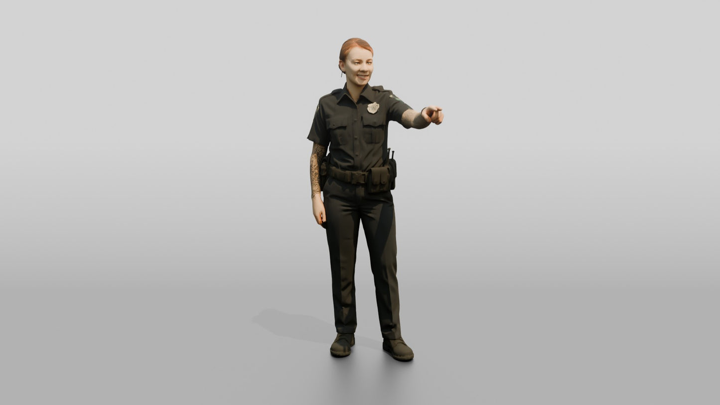 Tattooed Female Police Officer Pointing