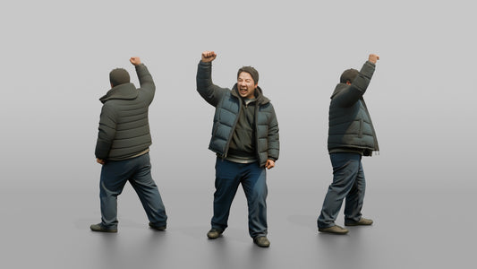 Protester Man Raising a Fist in Celebration