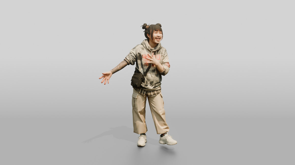 Asian Woman Telling a Dramatic Story - 3D character model, view 1