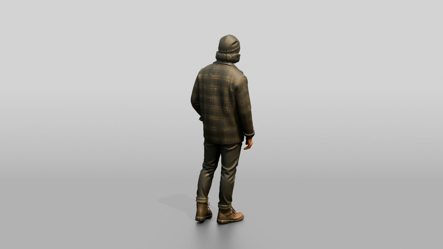 Latino Man in Plaid Flannel Jacket