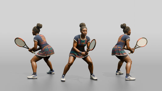 Female Tennis Player Poised to React at the Baseline