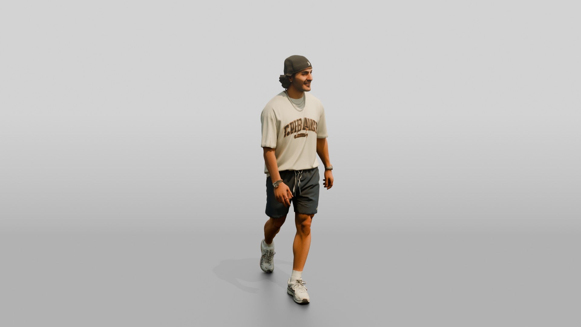 Latino Man Walking Confidently on the Boardwalk