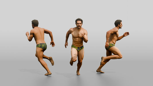 Mestizo Man Running Dynamically on the Beach