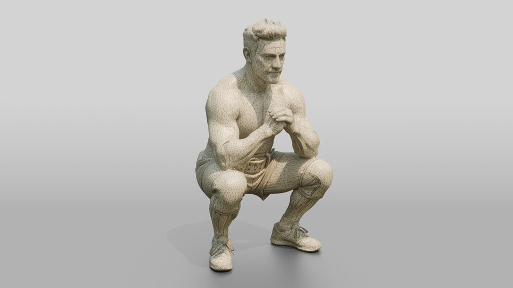 Muscular Man in Bodybuilding Shorts