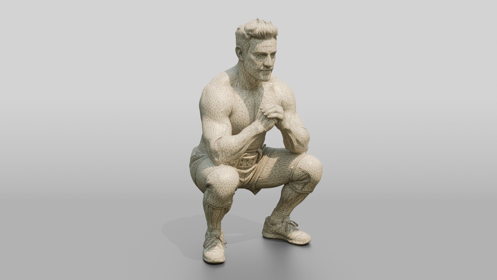 Muscular Man in Bodybuilding Shorts