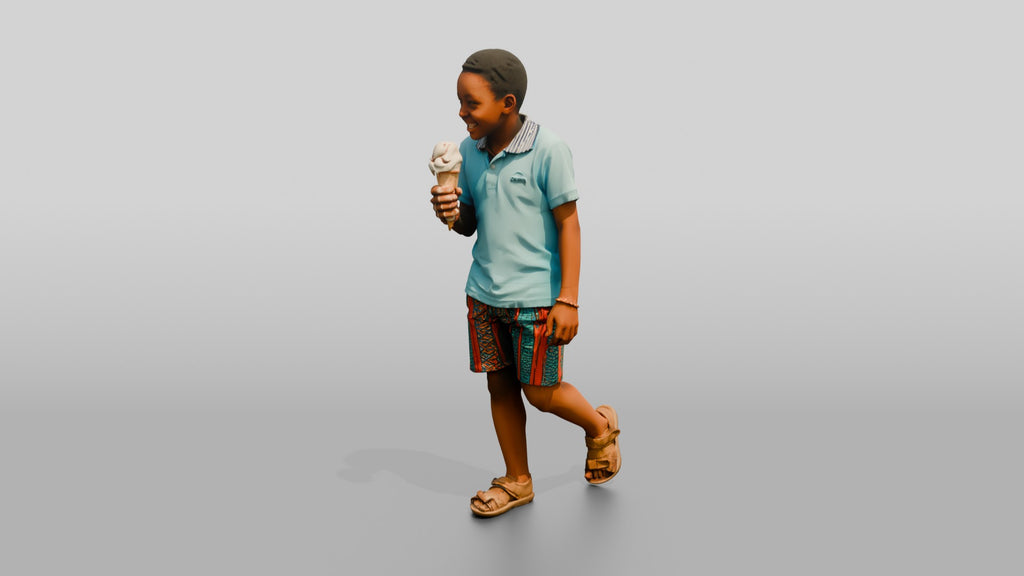 Young African Boy Holding an Ice Cream Cone