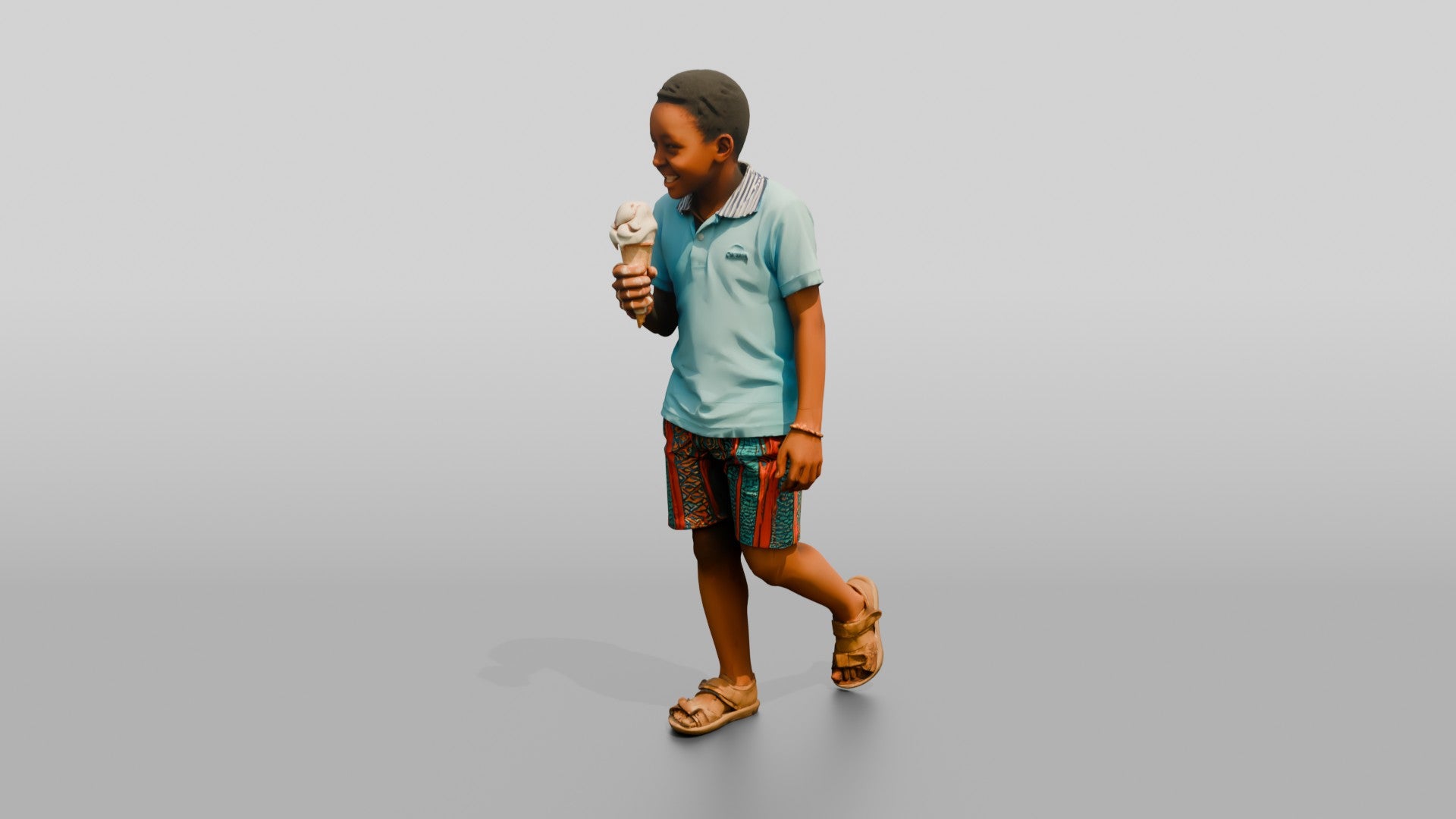 Young African Boy Holding an Ice Cream Cone