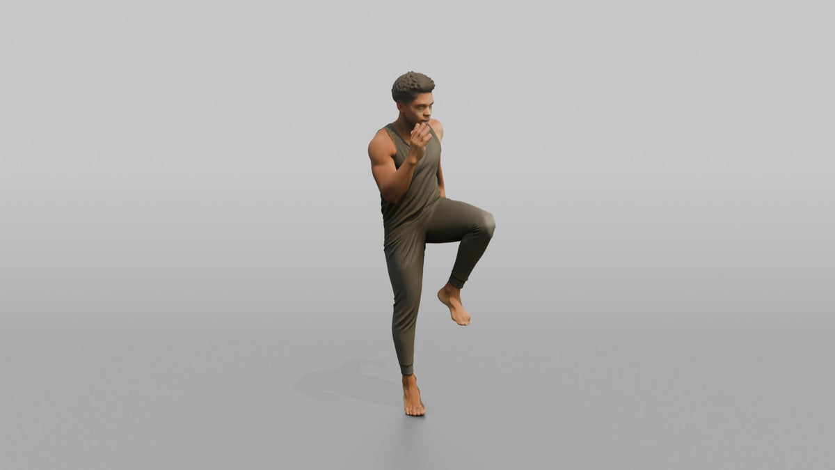 Fitness Influencer Man Doing A High Knee In Place - 3D character model, view 2