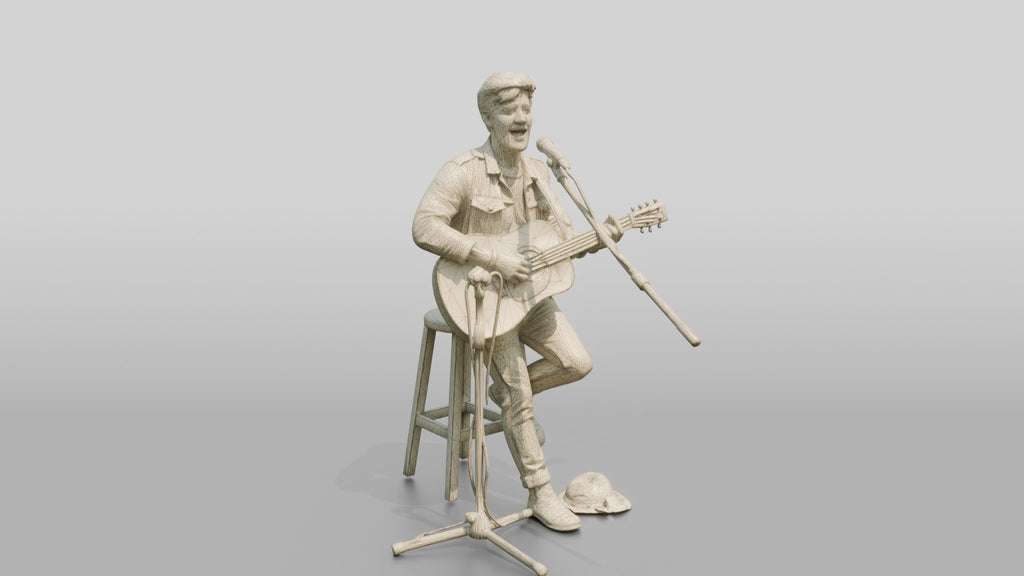Street Busker Playing Acoustic Guitar