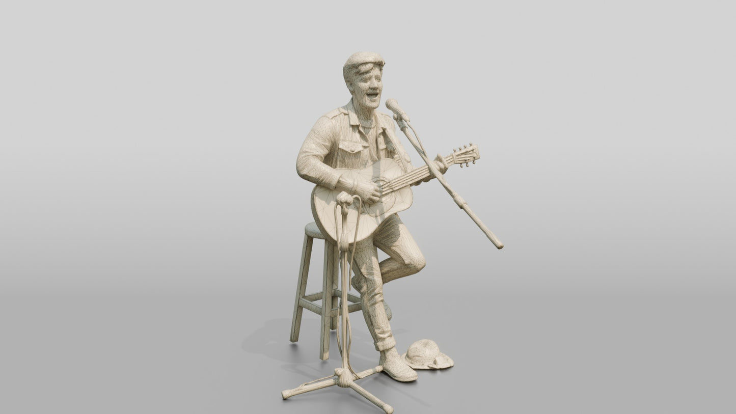 Street Busker Playing Acoustic Guitar