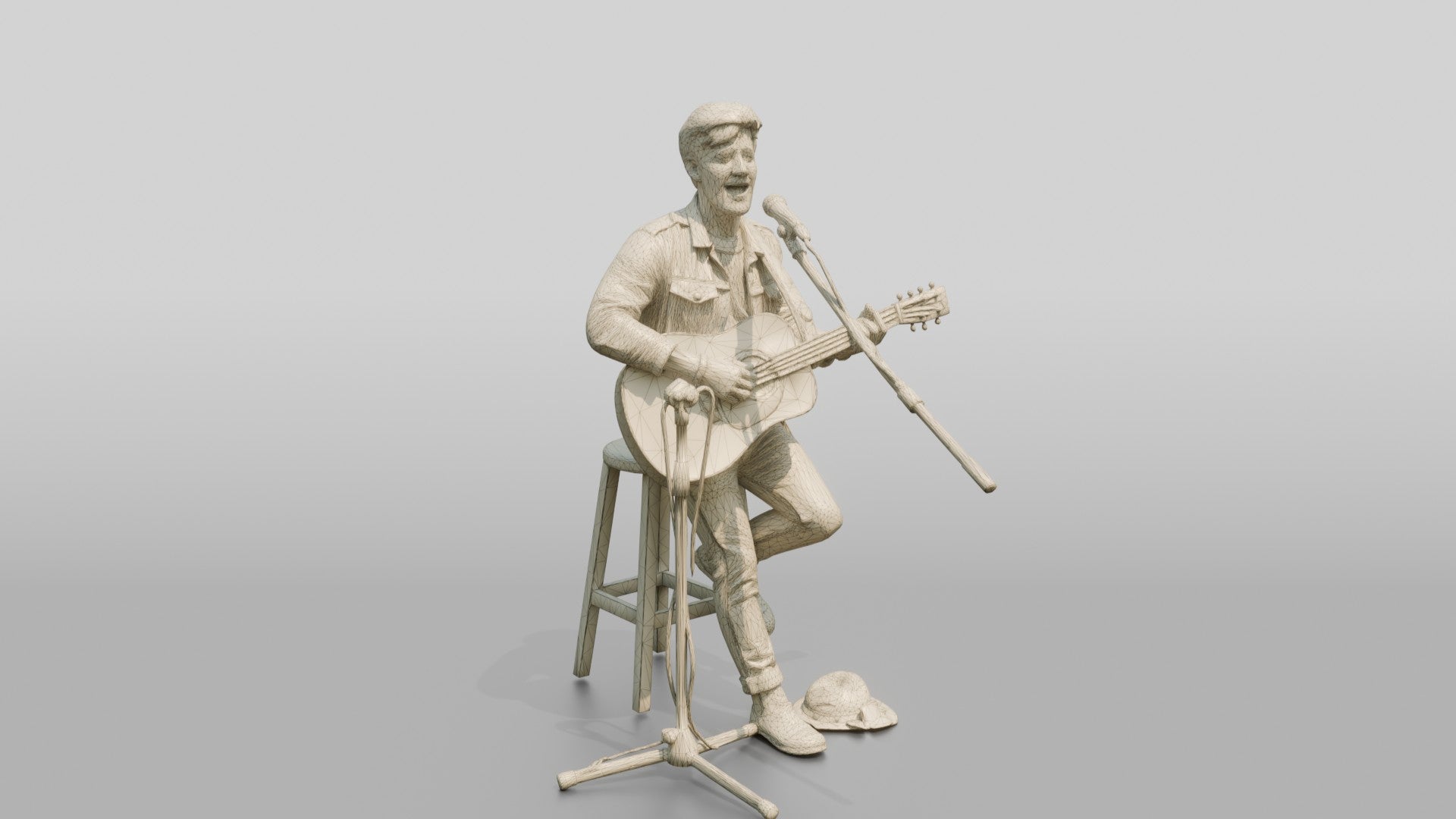 Street Busker Playing Acoustic Guitar
