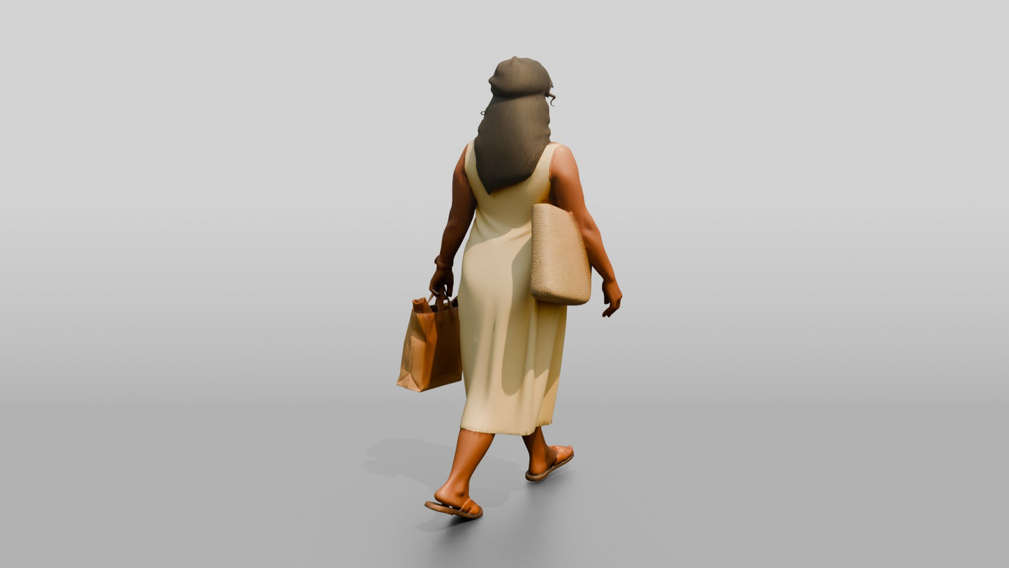 Curvy Middle-Aged Italian Woman Holding a Paper Shopping Bag