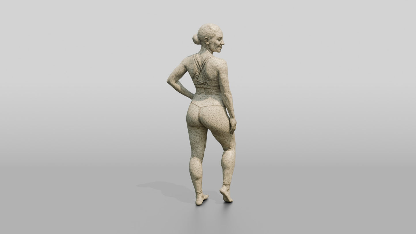Woman in Red Activewear with Hand on Hip