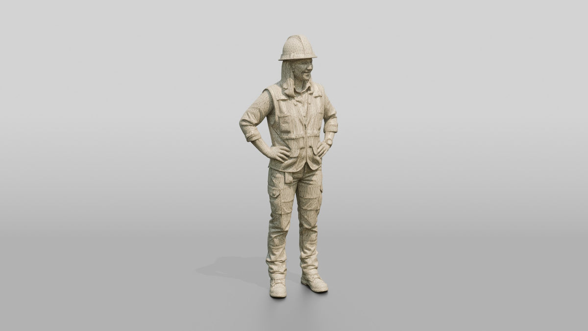 Construction Worker Woman 96 - wireframe topology preview