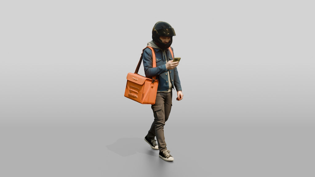 Helmeted Food Courier