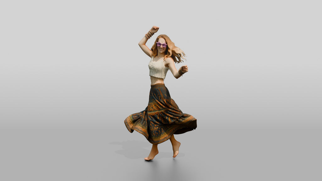 Festival Dancer in a Patterned Skirt