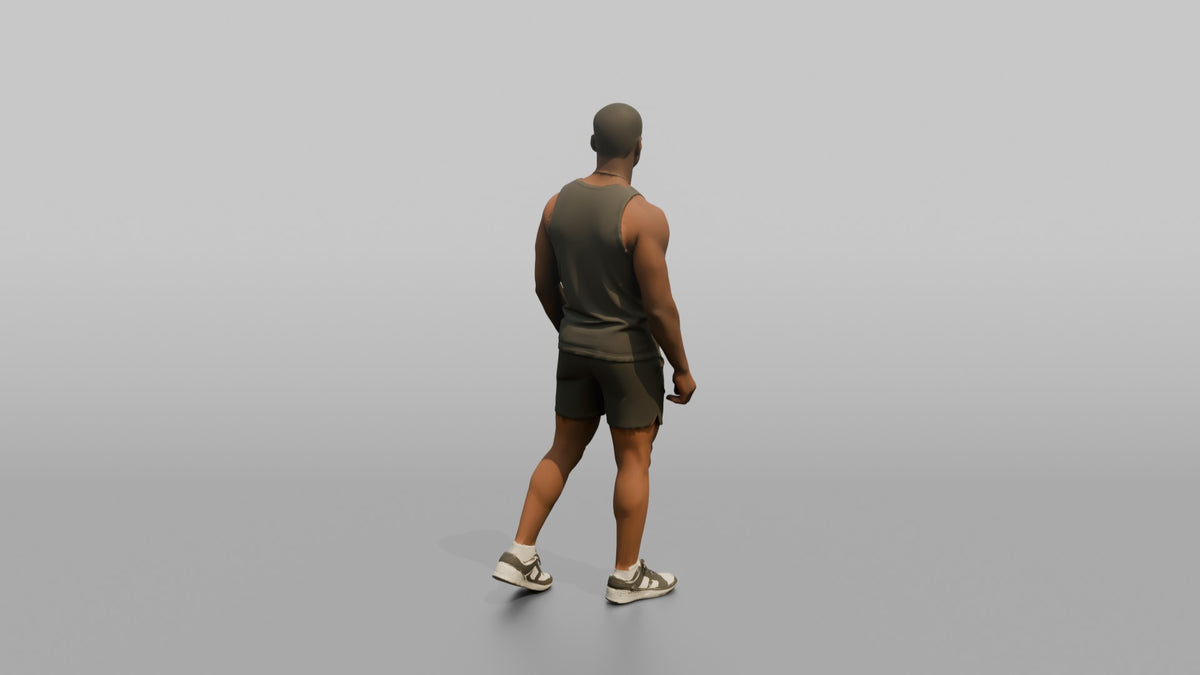 Fitness Influencer Man Standing Confidently, One Foot Forward - 3D character model, view 3