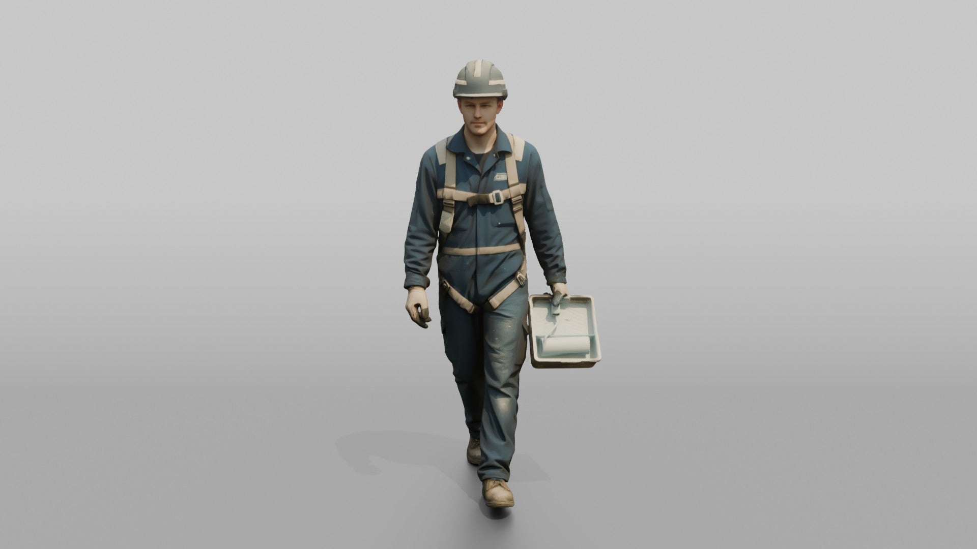 Ordinary Seaman Carrying a Paint Roller on a Scaffold