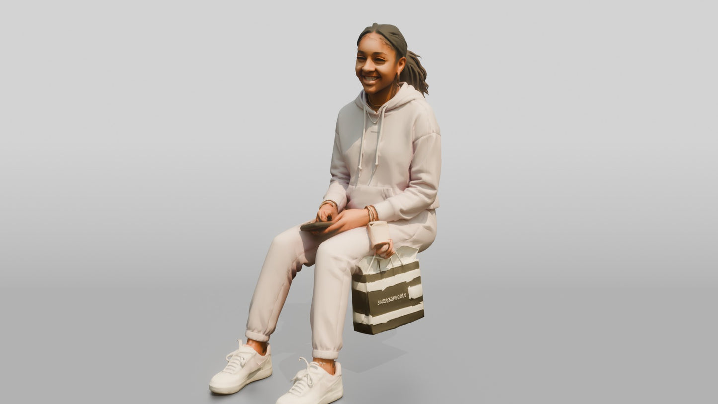 African-American Girl in Pastel Athleisure Set